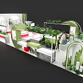 Fresh Greenery Decorated Modern Exhibition Booth Design For Cosmetic Brand Product Trade Show