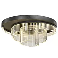 Modern Elegant Layered Crystal Ceiling Light With Round Black Base And Transparent Stripes 3d model
