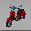Red Vintage Scooter With Blue Details Black Seat And White Wheels