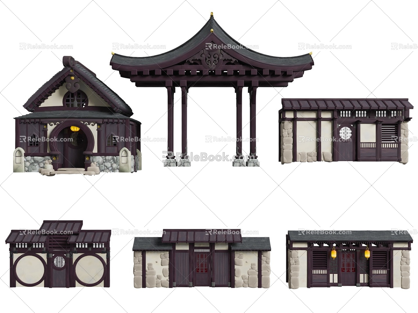 pavilion chinese style building ancient building chinese style japanese style ancient building assets japanese style roof japanese style shop japanese style building accessories ancient building 3d model