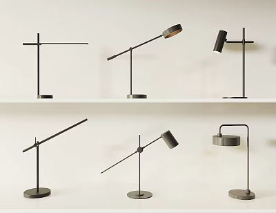 Modern Table Lamps With Various Designs Displayed For Home Interior Decor 3d model