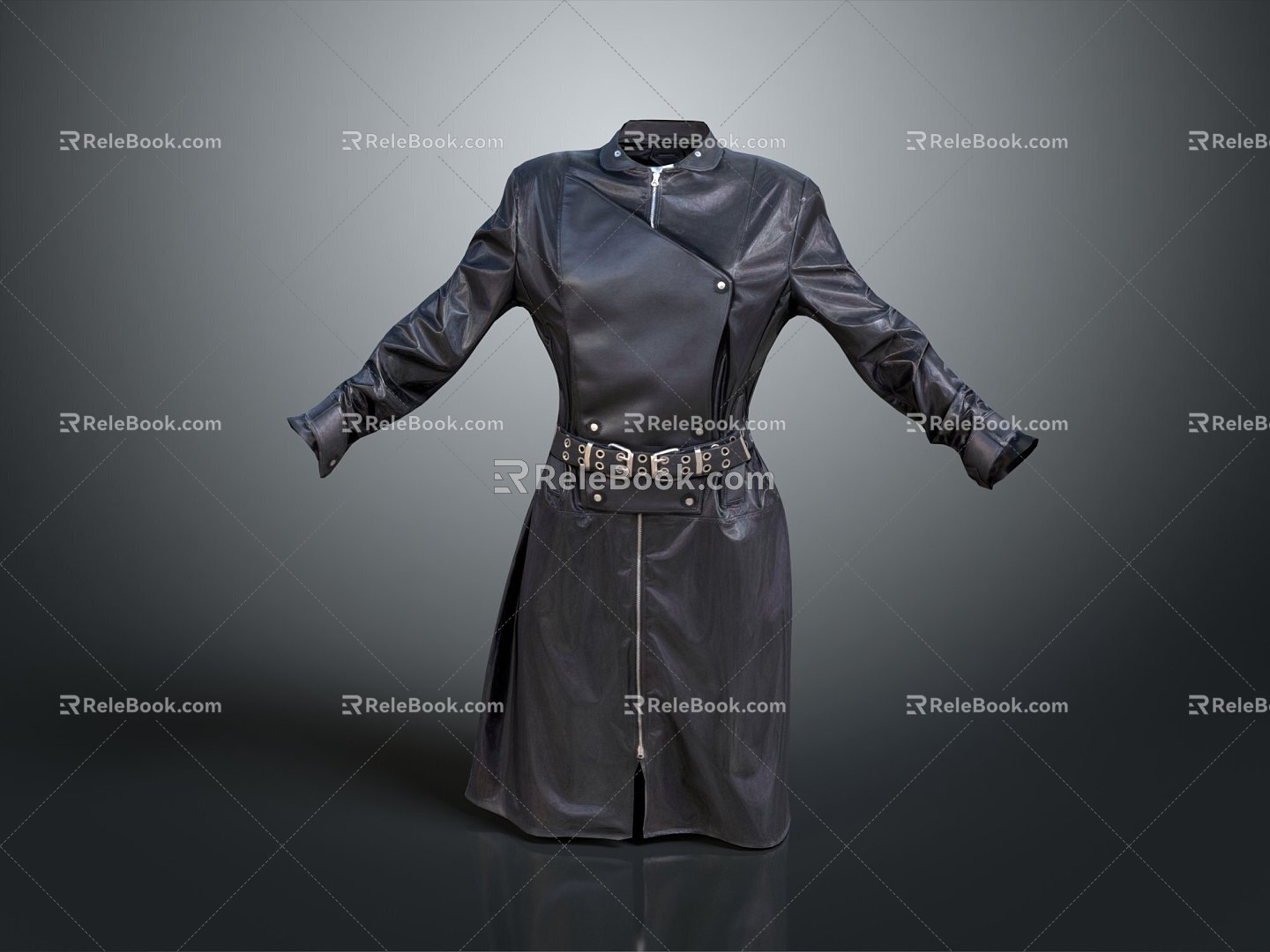 Long Coat Leather Long Shirt Fashion Long Shirt 3d model