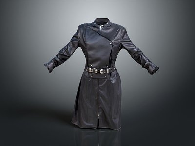 Long Coat Leather Long Shirt Fashion Long Shirt 3d model