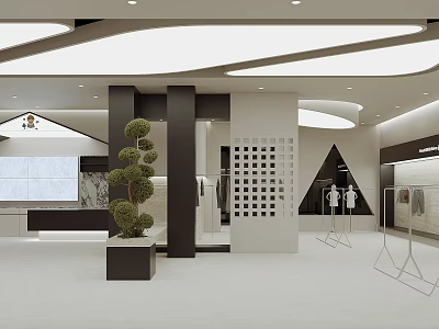Modern Elegant Clothing Store Interior Design With Soft Ambient Lighting And Neat Apparel Displays 3d model