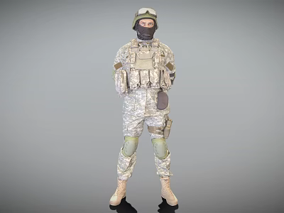 Modern man helmet balaclava soldier 3d model