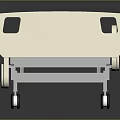 Modern Hospital Bed With White Frame Checkered Mattress And Side Rails