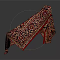 Traditional Red And Gold Ornate Carpet With Intricate Patterns Folded On White Background