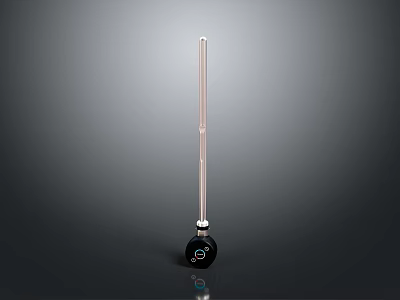Vertical Metal Pipe with Black Base White Gauge in Sleek Modern Design on Dark Background 3d model