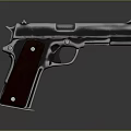 Classic Metal Pistol with Black Grip and Detailed Design on Dark Background