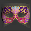 Ornate Purple Pink And Gold Mask With Intricate Patterns And Gemstone Accents