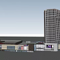 Modern Commercial Complex With High Rise Towers Glass Facade And Retail Spaces