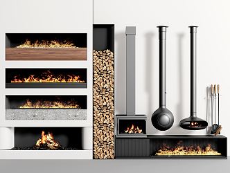 Modern Fireplace Electronic Fireplace 3d model