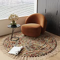Modern single sofa side table ornaments carpet 3d model