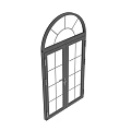 Elegant Double Doors With Arched Top Glass Grid Panels And Black Frame Design