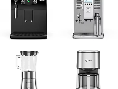 Essential Kitchen Appliances Including Coffee Makers Blender And Drip Coffee Machine 3d model