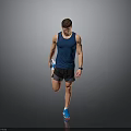Male Athlete Doing Leg Lift Exercise With Blue Tank Top Black Shorts And Blue Sneakers