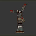 Handmade Windmill Model Structure With Wooden Blades And Metal Parts Design
