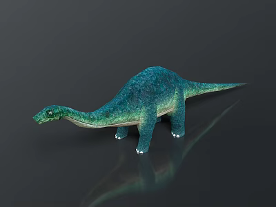 Realistic 3D Sauropod Dinosaur Model With Blue Green Skin And Long Neck 3d model
