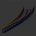 Modern Spiral Staircase with Orange Black Handrail and Stylish Steps