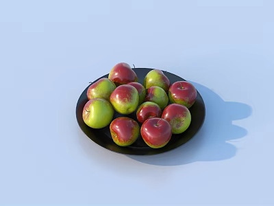 Fresh Red And Green Apples Arranged Neatly On A Black Plate 3d model