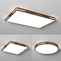 Modern Minimalist Ceiling Lights With Square And Round Shapes Golden Frame And White Illuminated Panel 3d model