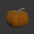 Fresh Ripe Orange Pumpkin With Brown Stem On Dark Reflective Surface