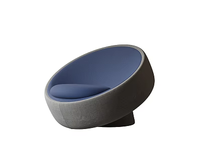 Modern Round Accent Chair With Blue Padded Cushion And Gray Upholstered Frame 3d model