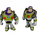 Buzz Lightyear Action Figures Two Standing Poses Purple Green Red Color Details
