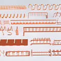 Assorted Orange Shelving Accessories Including Hooks Rails and Storage Racks 3d model