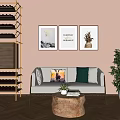 Nordic Double Sofa Coffee Table 3d model