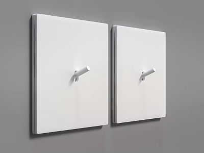 Two White Switch Panels Mounted On Grey Wall With Single Toggle Switches 3d model