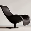 Modern Black Leather Accent Chair with Sleek Curved Design and Sturdy Metal Base