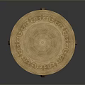 Decorative Round Wooden Dining Table with Intricate Carved Patterns and Elegant Curved Legs