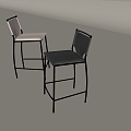 Modern Iron Metal Bar Stool Backrest High Stool Bar Chair 3d model