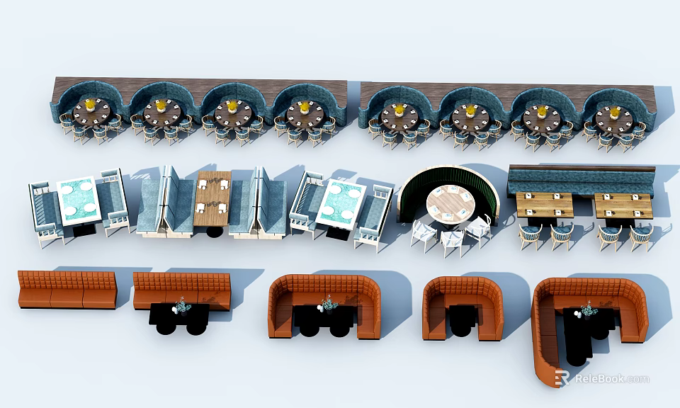 Public Chairs With Various Designs And Seating Arrangements For Public Spaces 3d model 