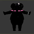 Cute Black Elephant Stuffed Toy With Pink Accents Outstretched Arms And White Paws