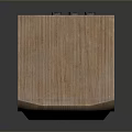 Compact Desktop Computer Speaker with Wooden Enclosure and Black Mesh Front Panel 3d model