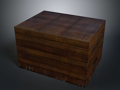 Rustic Wooden Box With Layered Planks And Natural Wood Grain 3d model
