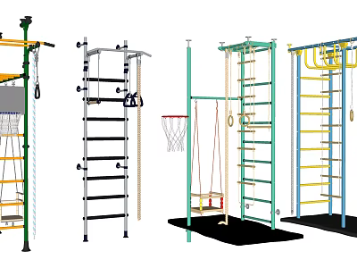 Multifunctional Sports Equipment With Climbing Frames Swings Basketball Hoops Pull-Up Bars And Ropes 3d model