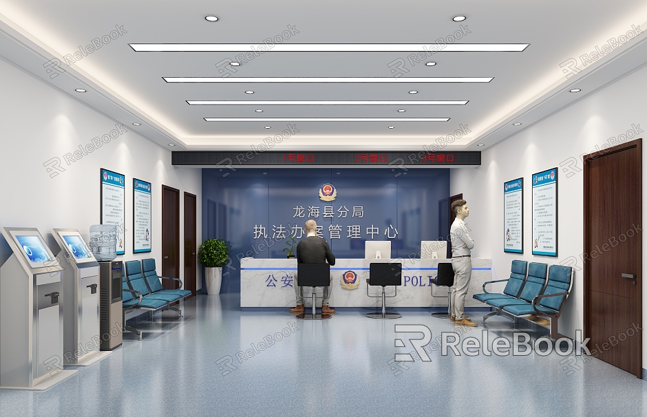 Modern Police Room Police Room Front Desk Public Security Bureau Front Desk Report Center model