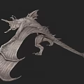 Fantasy Flying Dragon 3D Model Featuring Scaly Wings Sharp Fangs And Blue Eye
