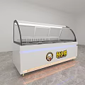 Modern Display Showcase Shelf With Curved Glass Cover And LED Light For Refrigerated Food