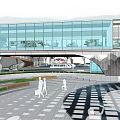 Modern Sales Office Building With Glass Curtain Wall Curved Design And Natural Landscape Surroundings
