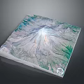 Volcanic Landscape 3D Terrain Model With Mountainous Texture And Green Vegetation Showing Snowy Peak