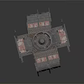 Futuristic Sci Fi Platform Structure With Extended Sections Central Dome And Support Pillars