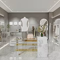 Modern Fashion Store Interior With Mannequins Display Racks And Decorative Elements 3d model