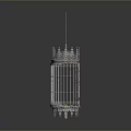Decorative Metal Birdcage Hanging With Chain And Yellow Light For Home