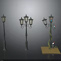 Architectural Street Lamps Featuring Various Designs With Single Multiple Lights And Vine Decorations