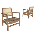 Minimalist Wooden Framed Woven Leisure Chairs With Light Tones And Neutral Background Setting