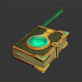 Fantasy Magic Book Featuring Golden Decorations Green Gemstone And 3D Design 3d model